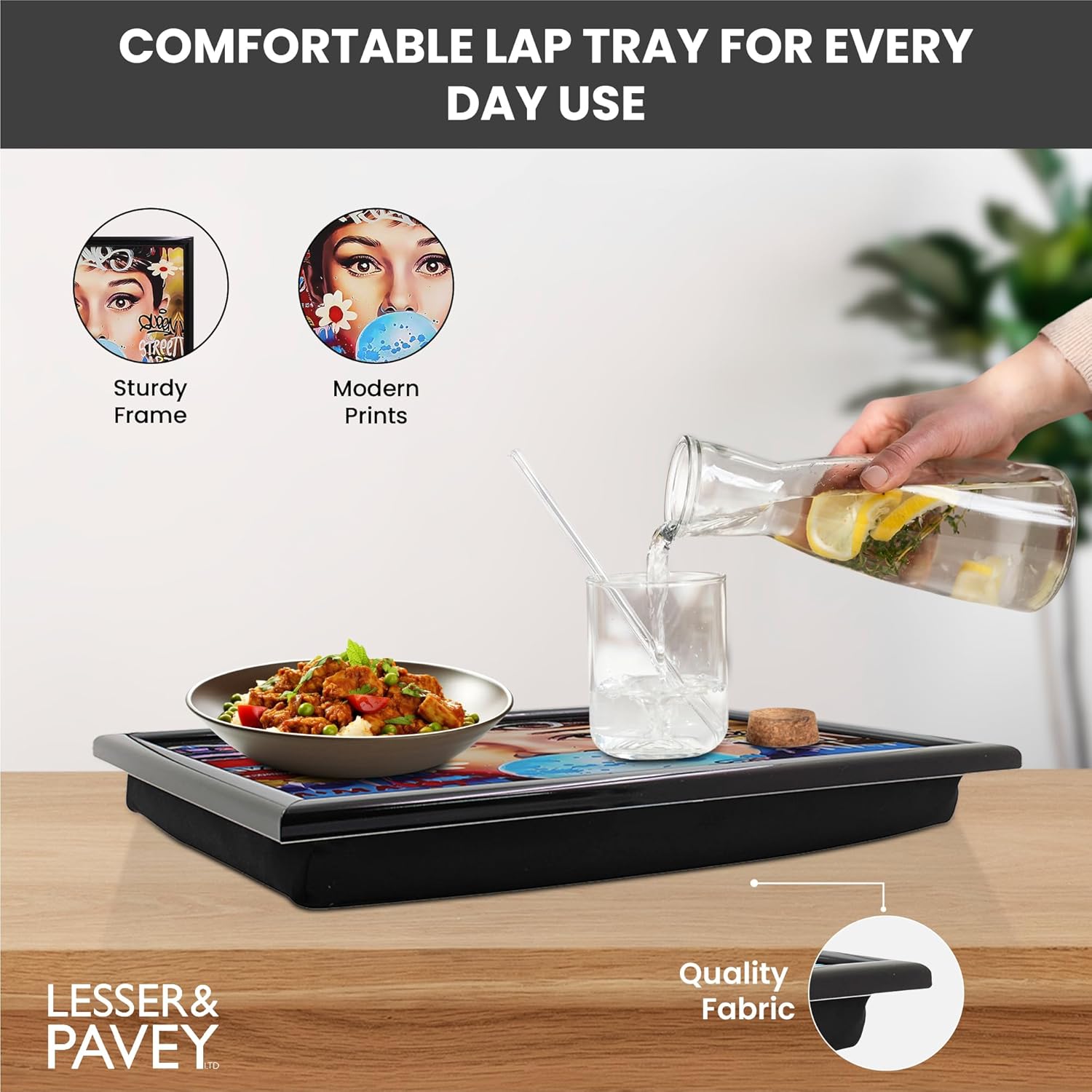 Fashion Icon Lap Tray Cushioned Laptop Tray with Padded Beanbag Base | Urban Street Art Design