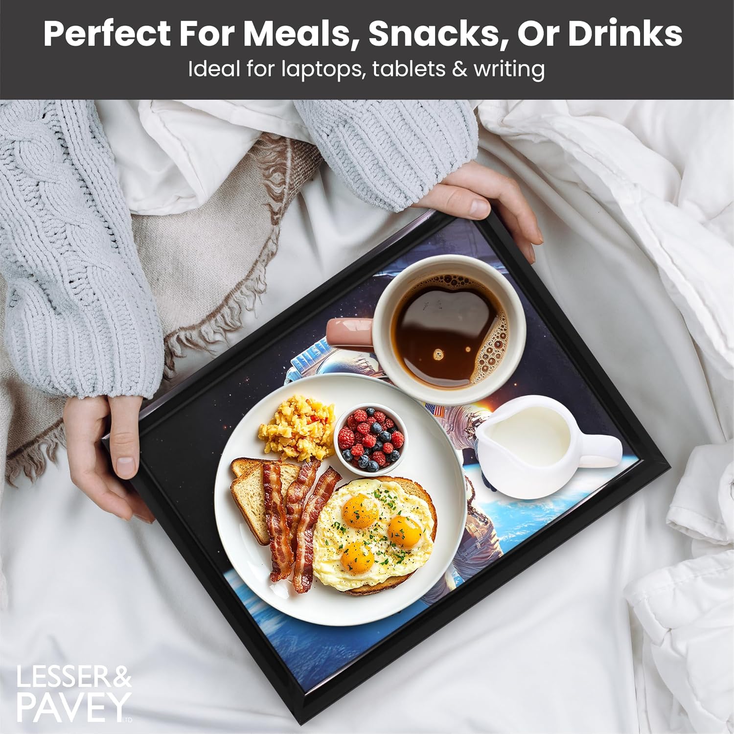 Spaceman Lap Tray Cushioned Astronaut Laptop Tray with Padded Beanbag Base | Ideal for TV Dinners or Bed