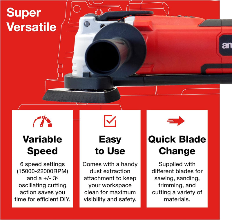 Amtech 300W Oscillating Multi Function Power Tool | Electric Sander Scraper & Sawing Tool with Accessories
