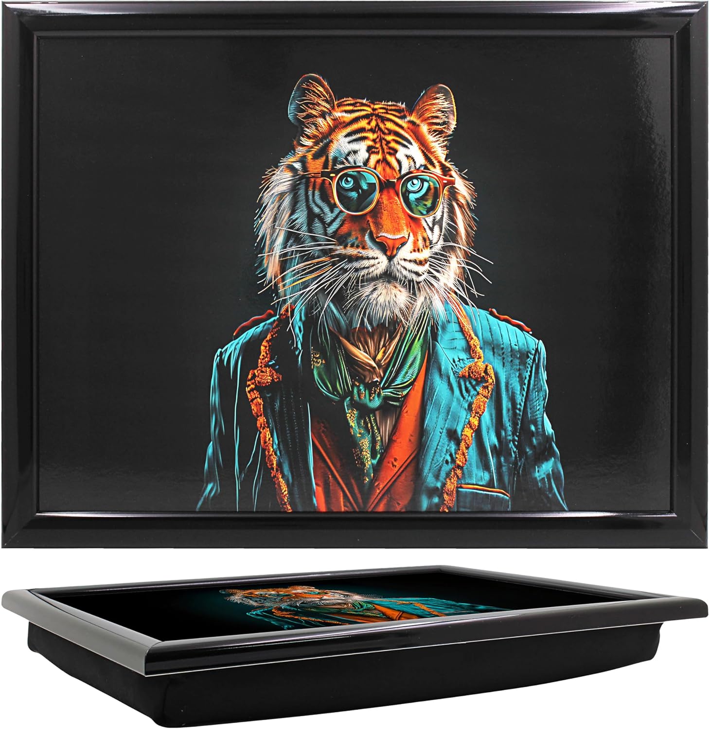 Funky Tiger Lap Tray Cushioned Laptop Tray with Padded Beanbag Base | Jungle Boogie Urban Art