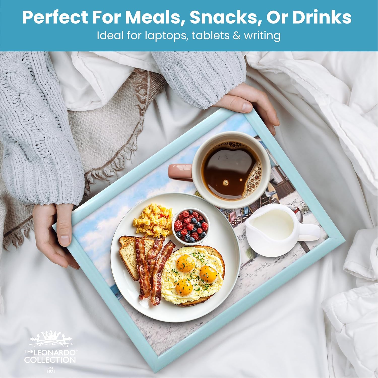 Beach Scene Lap Tray Cushioned Laptop Tray with Padded Bean Bag Base | Ideal for TV Dinners or Bed