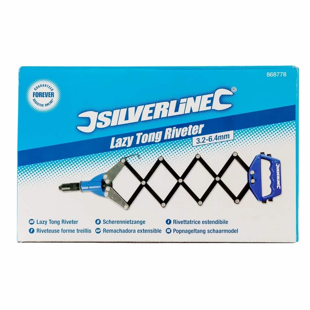 Silverline Lazy Tong Hand Riveter Pop Rivet Gun 3.2 - 6.4mm plus 320 Rivets 868778