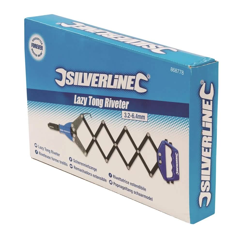 Silverline Lazy Tong Hand Riveter Pop Rivet Gun 3.2 - 6.4mm plus 320 Rivets 868778