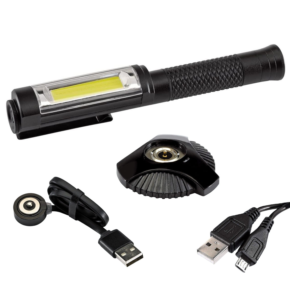 Draper 90101 COB LED Worklight Rechargeable Aluminium Torch + USB Charging Base