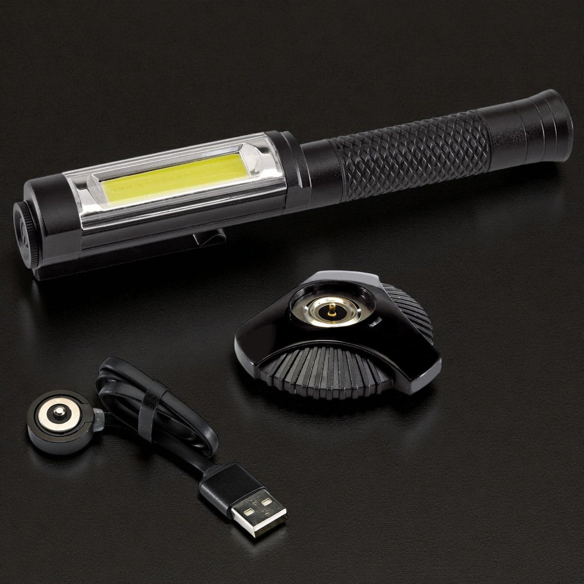 Draper 90101 COB LED Worklight Rechargeable Aluminium Torch + USB Charging Base