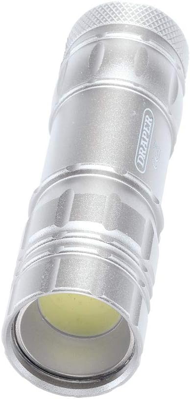 Draper 90103 Cob Led Aluminium Hand Torch, 3 X AAA Batteries Supplied.