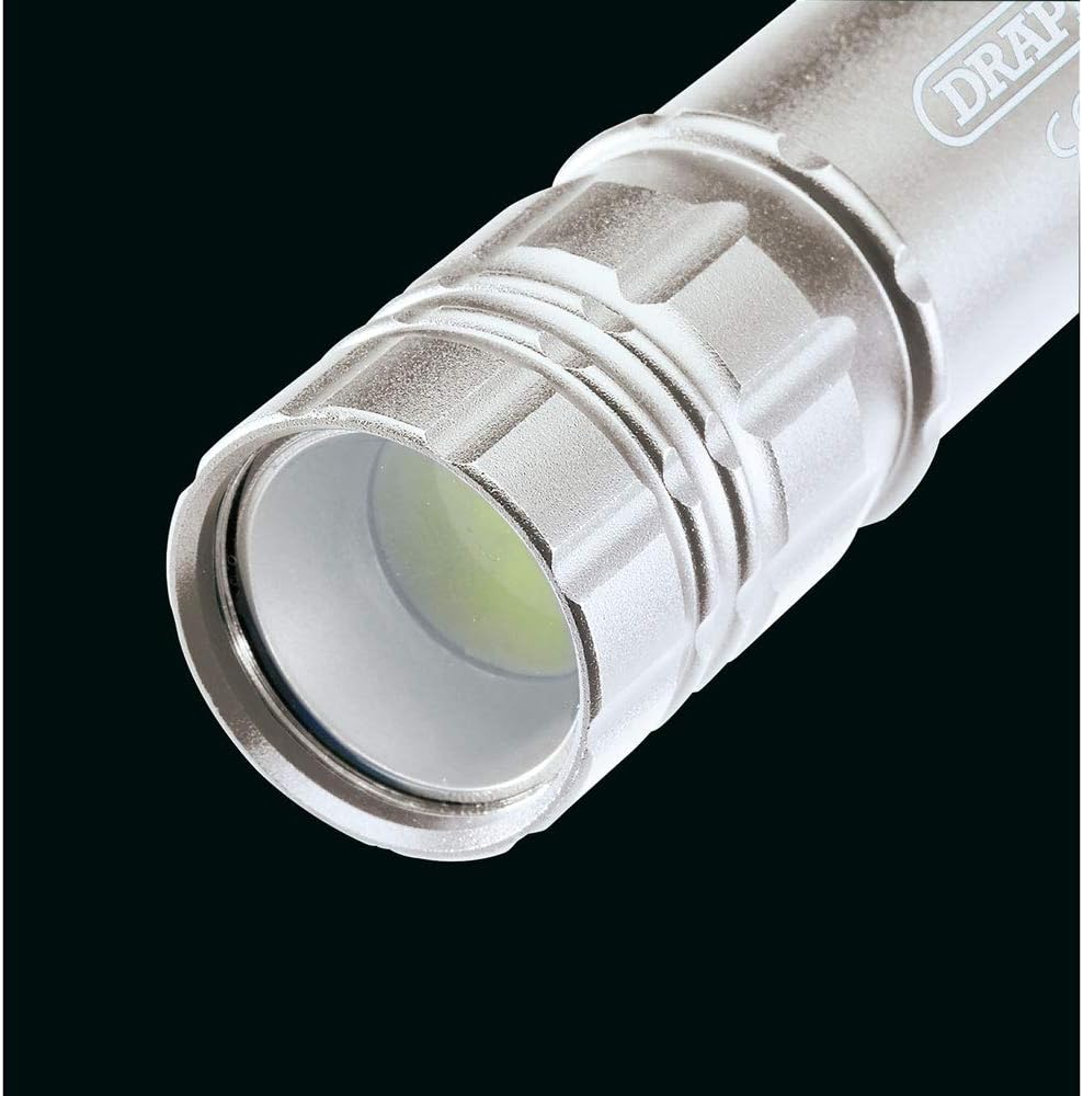 Draper 90103 Cob Led Aluminium Hand Torch, 3 X AAA Batteries Supplied.