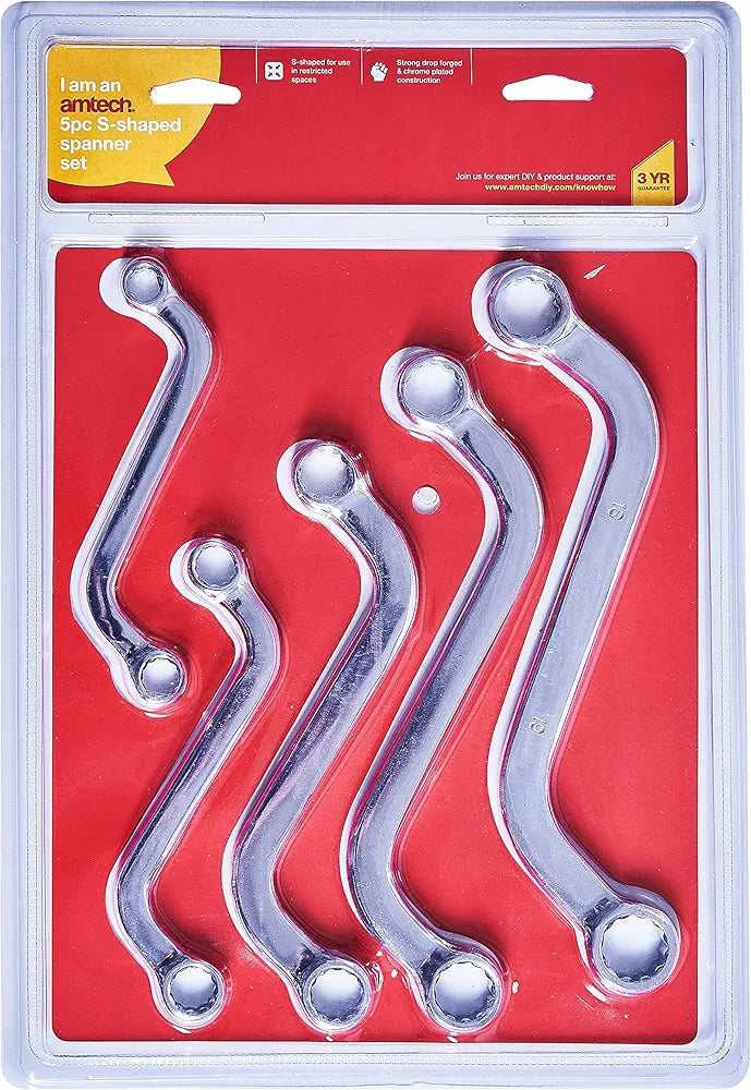 Amtech K1130 5 Piece S-Shaped Spanner Set