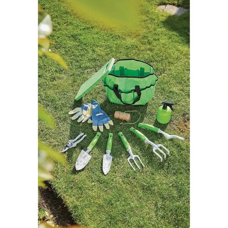 Draper 08999 Garden Tool Set with Floral Pattern , Heavy Duty Aluminium Garden Tools, Bag and Gloves