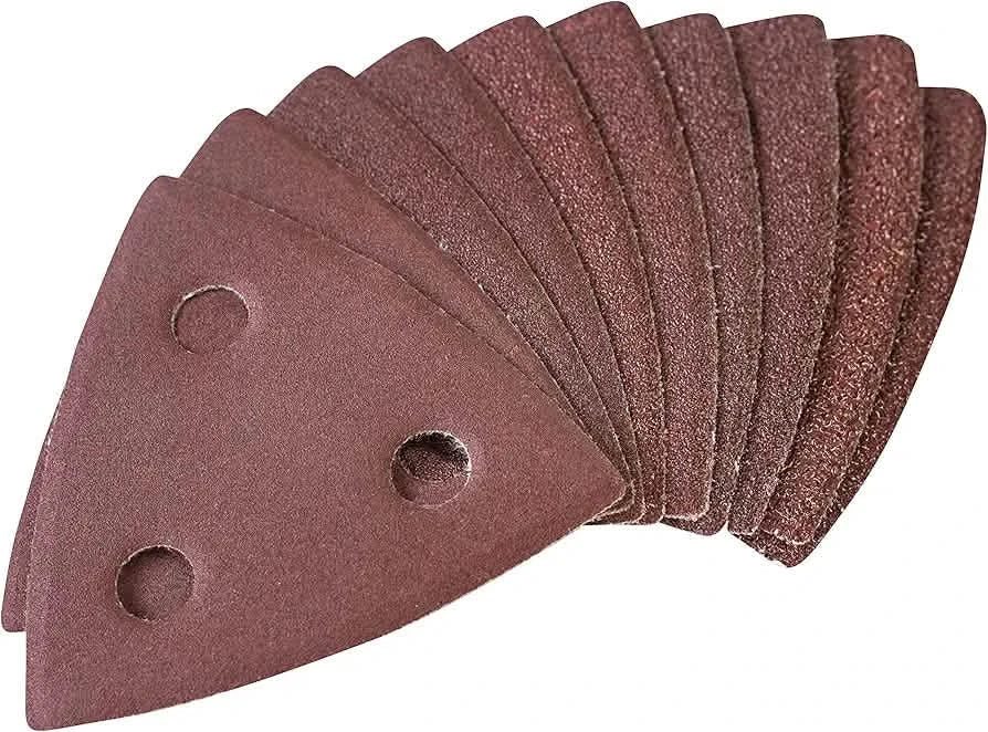 Amtech V4200 Mixed Grit Hook and Loop Delta Sanding Sheets, Perforated 10 Piece Set, 80mm x 80mm Aluminium Oxide Sanding Paper