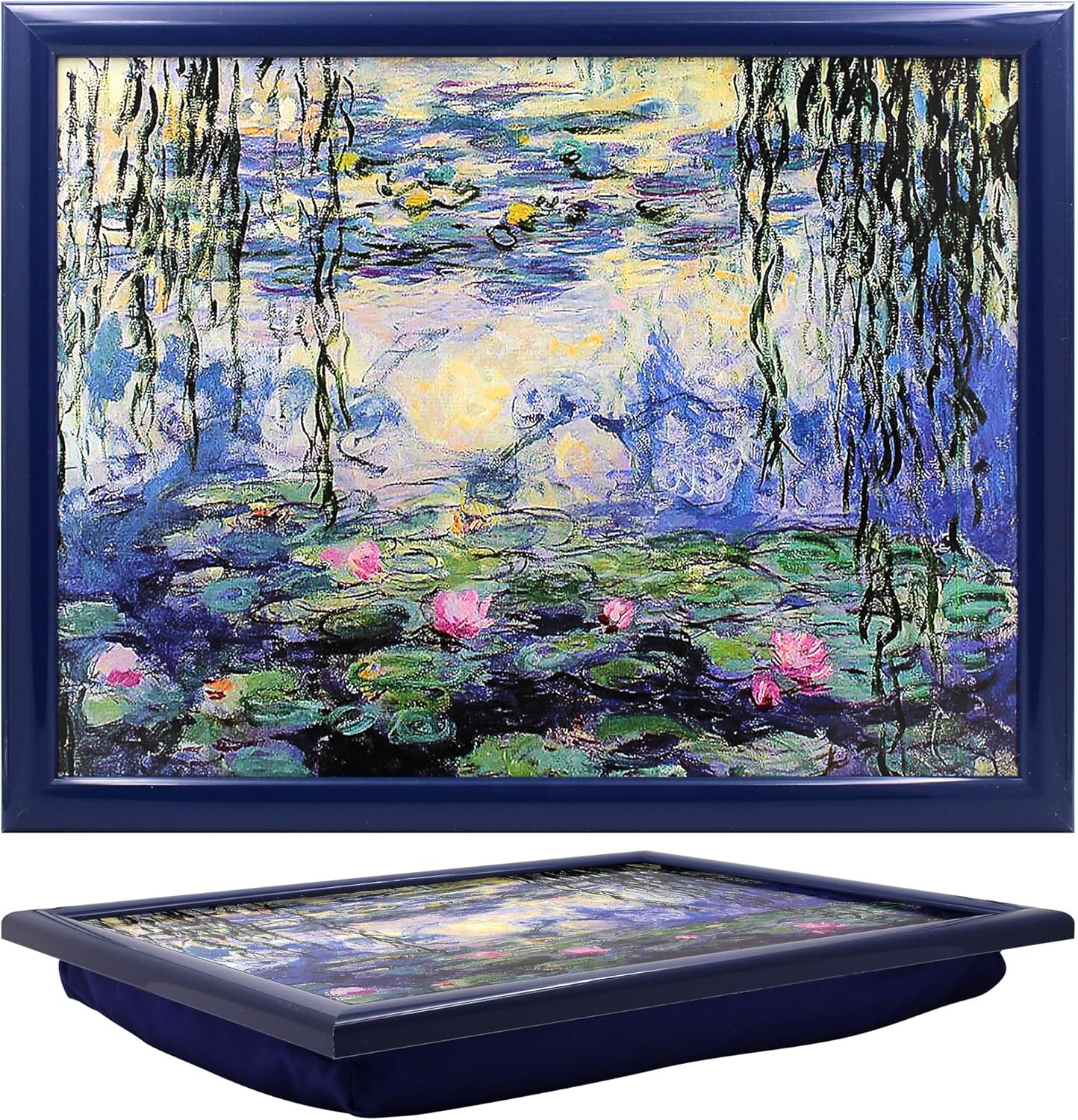 Lap Tray Cushioned Laptop Tray with Padded Bean Bag Base | Claude Monet Water Lilies Painting