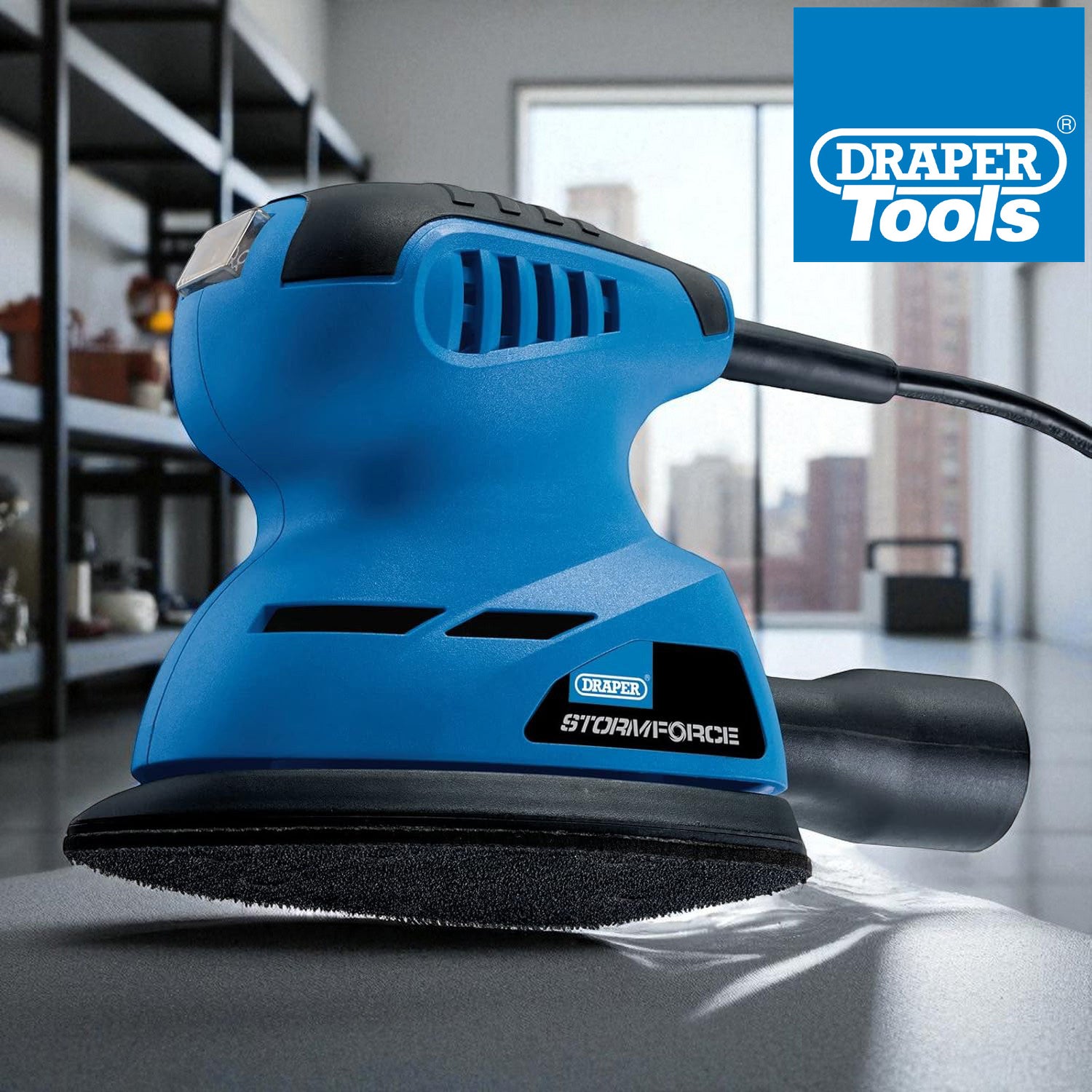 Draper 92627 125W Electric Tri-Base Detail Sander + 27 Sanding Sheets