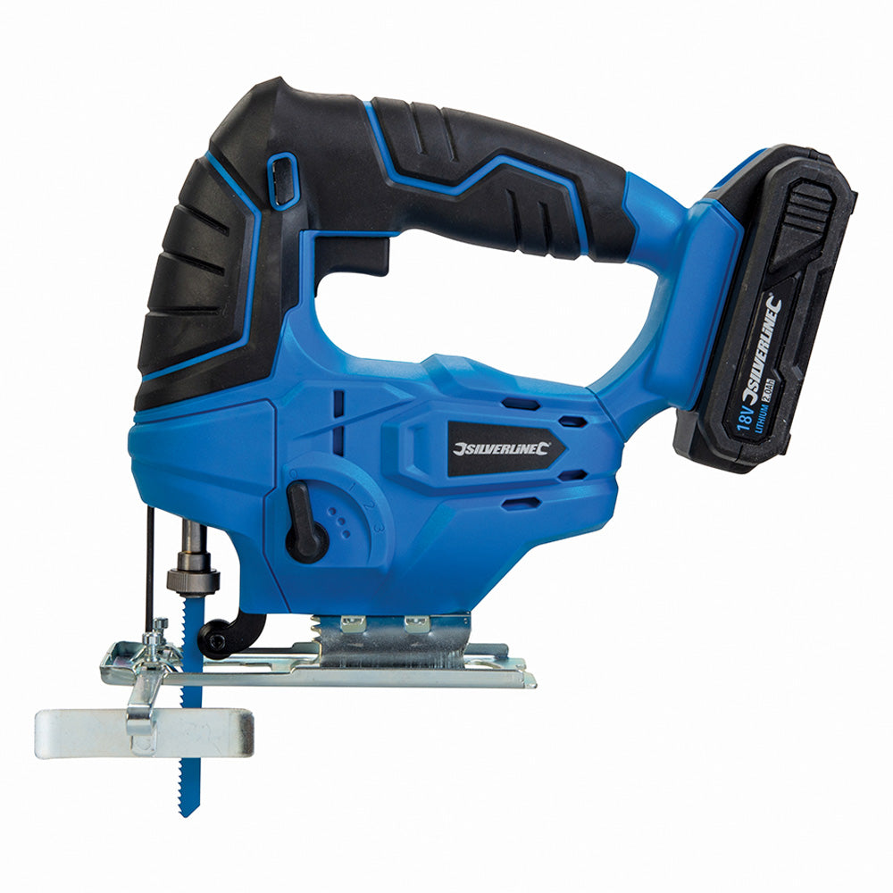 Silverline 18V Cordless Jigsaw plus 30pc Blades | Variable Speed 2Ah Li-ion Battery and Fast Charger