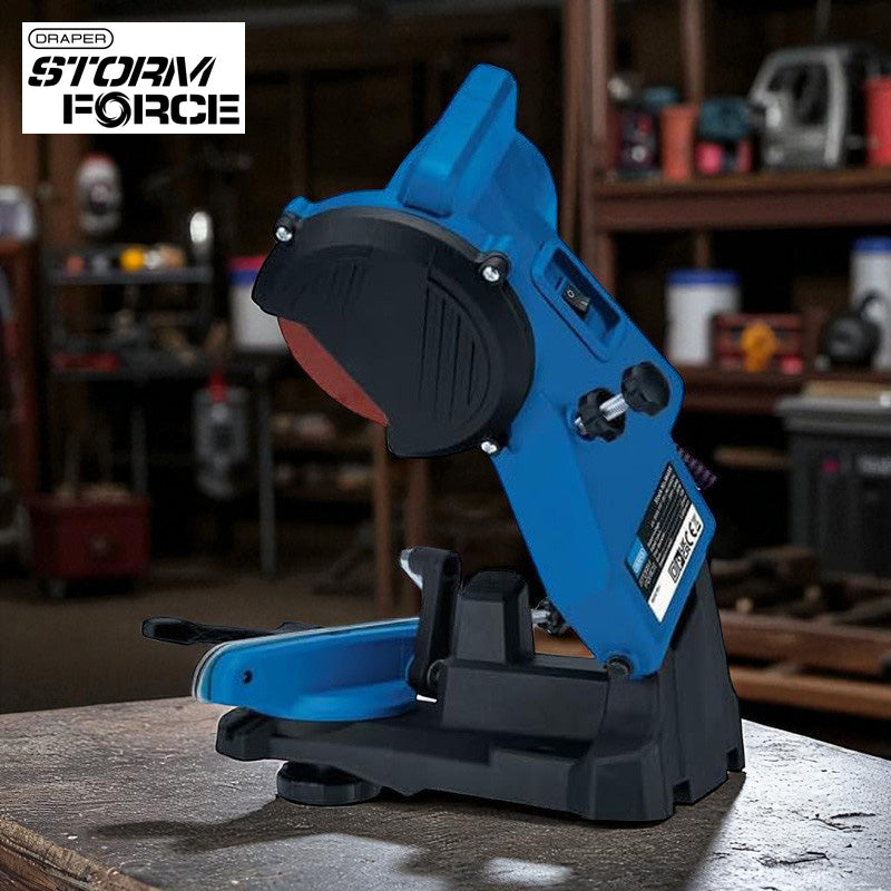 Draper 98485 Chainsaw Blade Sharpener 85W Electric Grinder 230V Bench Mounted