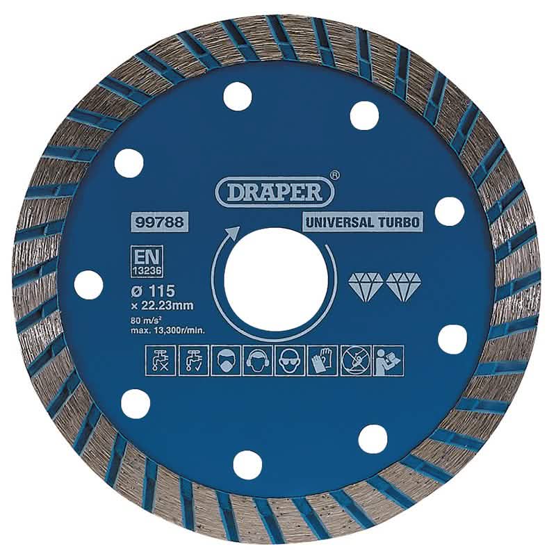 Draper 99788 Turbo Diamond Cutting Disc Blade 115mm Dr-99788
