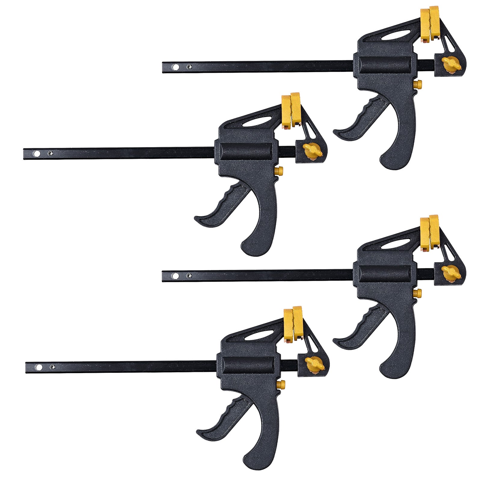 4 Pack of F Bar Clamps 6" 50mm x 150mm Quick Slide plus 4 Pack of 4" 100mm Mini Ratchet Speed Clamps