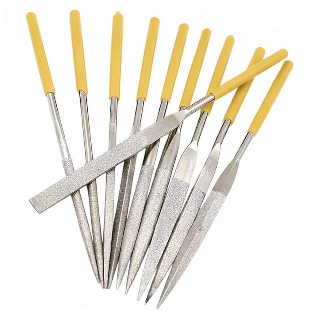 10pc Diamond Coated Precision Needle File Set plus 25mm Mini Vice