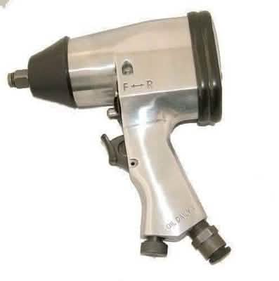 1/2" DR Air Impact Wrench Gun 312Nm + Silverline 15m Rubber Air Hose Kit