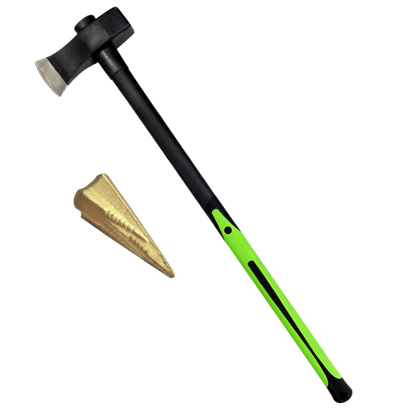 6lb Log Splitting Wood Maul Axe Fibreglass Shaft & Rubber Handle + Log Bomb