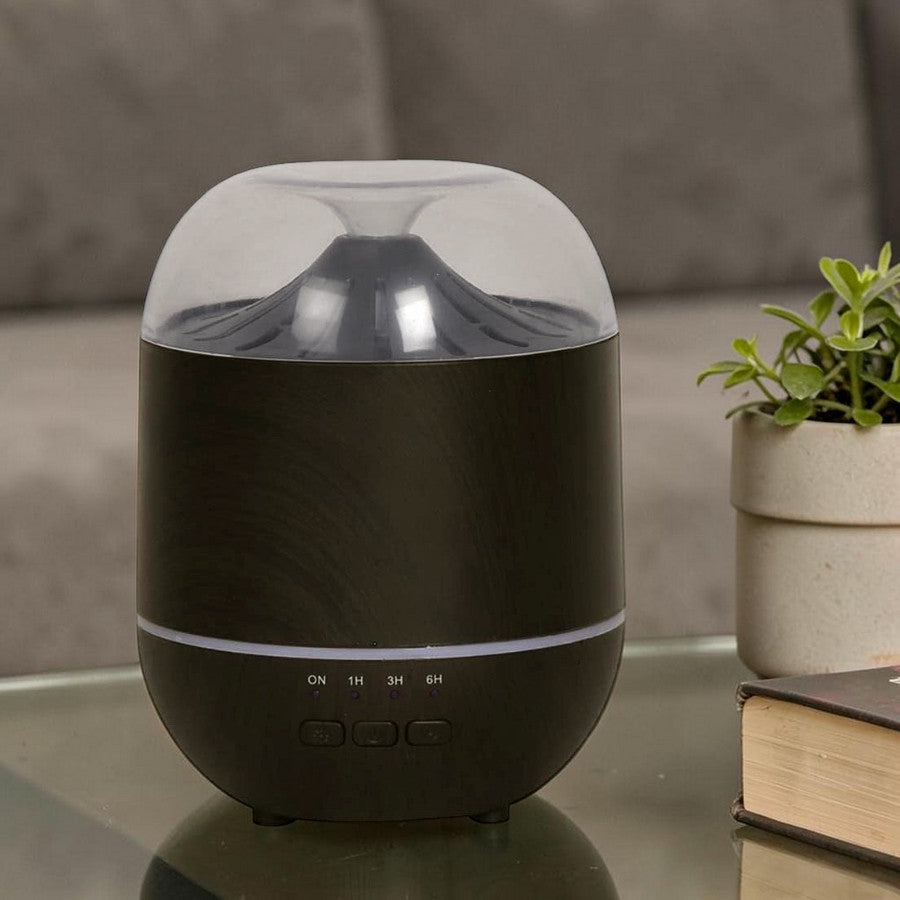 Electric Ultrasonic Aromatherapy Fragrance Diffuser + 6pc Essential Oils | LED Colour Changing Light | Dark Wood Effect