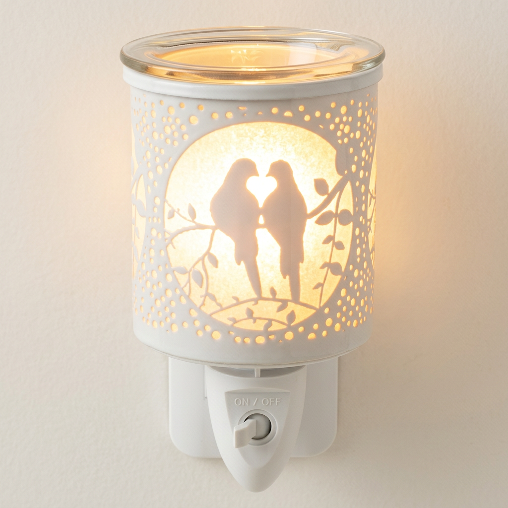 White Lovebirds Plug-In Electric Wax Melt & Oil Warmer