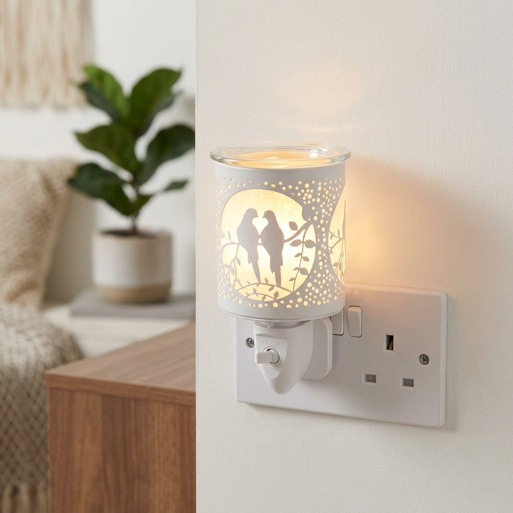 White Lovebirds Plug-In Electric Wax Melt & Oil Warmer