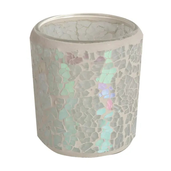 2 Pack - Tea Light Holder Wax Oil Warmer Pearl Crackle Glass