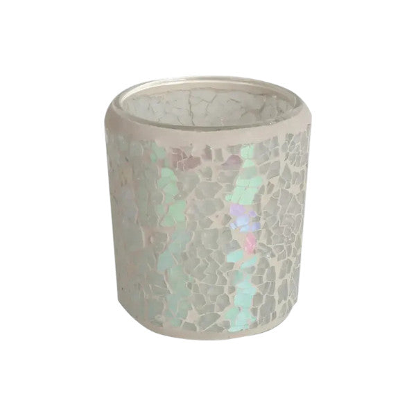 2 Pack - Tea Light Holder Wax Oil Warmer Pearl Crackle Glass