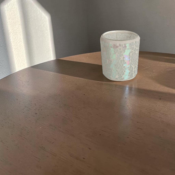 2 Pack - Tea Light Holder Wax Oil Warmer Pearl Crackle Glass