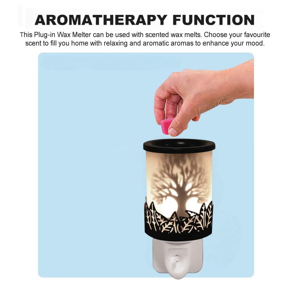 Electric Plug In Wax Melt Warmer Fragrance Diffuser plus Scented Wax Melts | Tree Of Life Black Silhouette Shadow