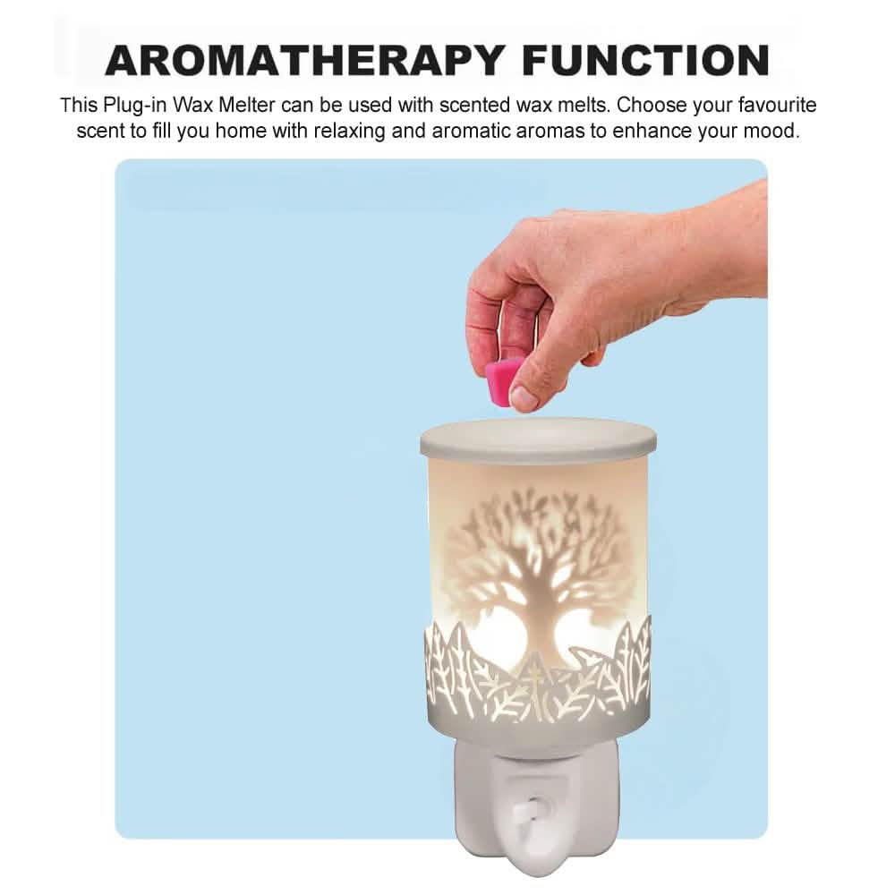 Tree Of Life Plug In Wax Melt Warmer Fragrance Diffuser - White Silhouette Shadow