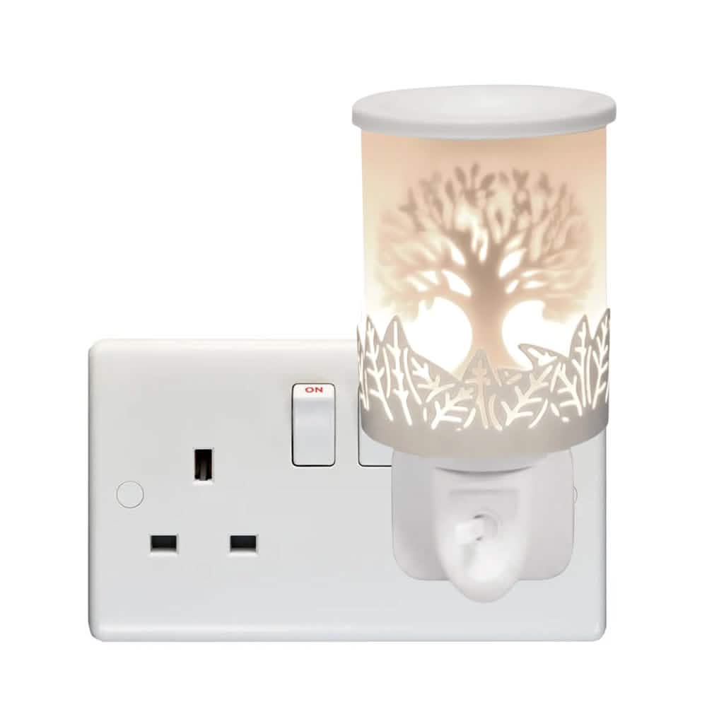 Tree Of Life Plug In Wax Melt Warmer Fragrance Diffuser - White Silhouette Shadow