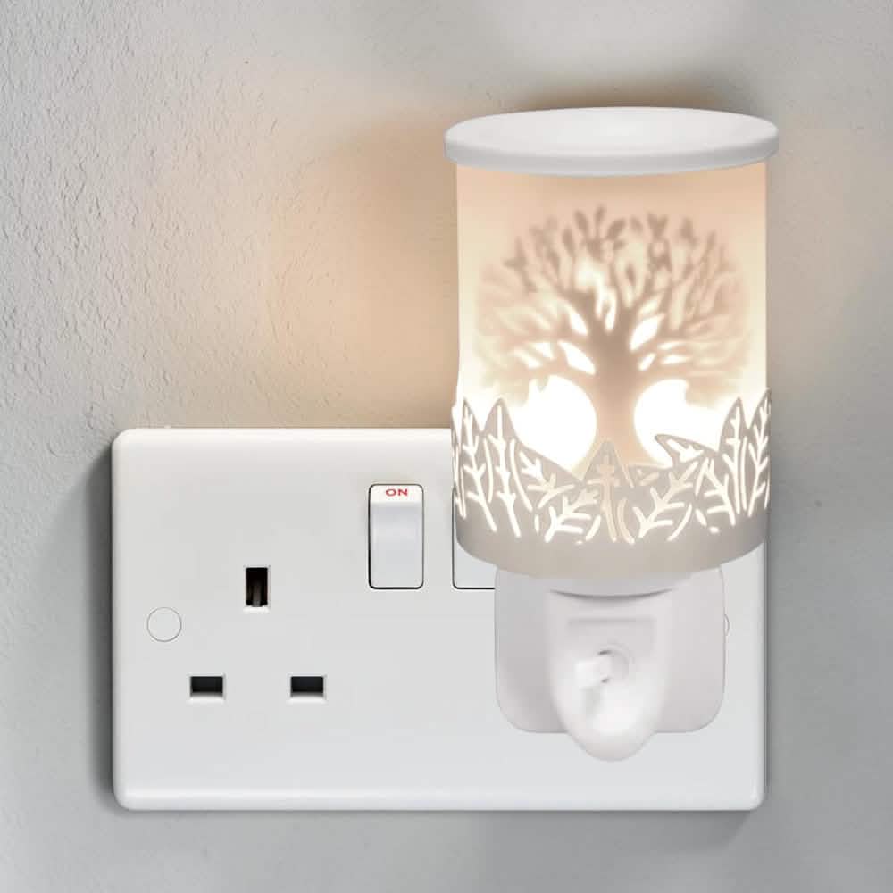 Tree Of Life Plug In Wax Melt Warmer Fragrance Diffuser - White Silhouette Shadow