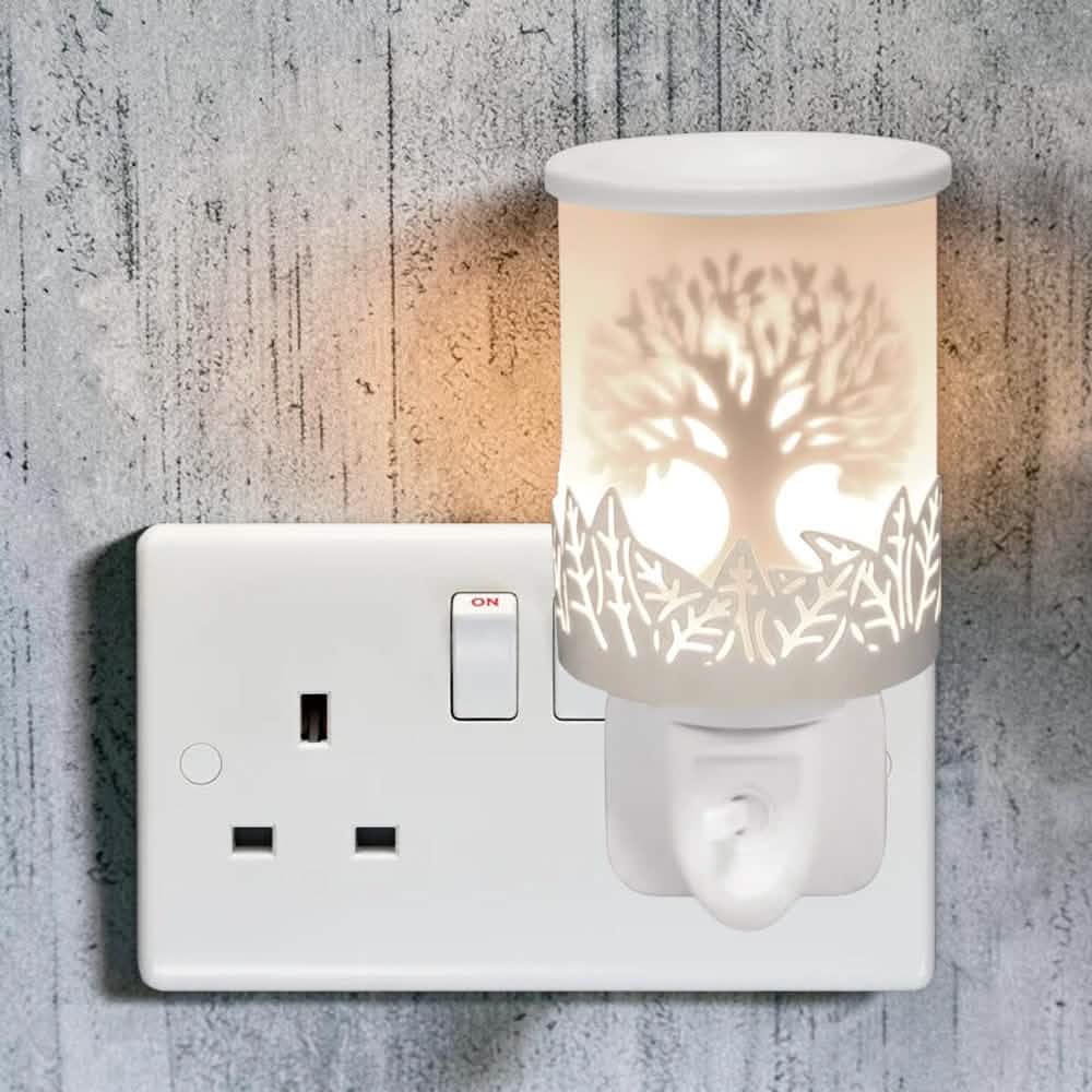 Tree Of Life Plug In Wax Melt Warmer Fragrance Diffuser - White Silhouette Shadow