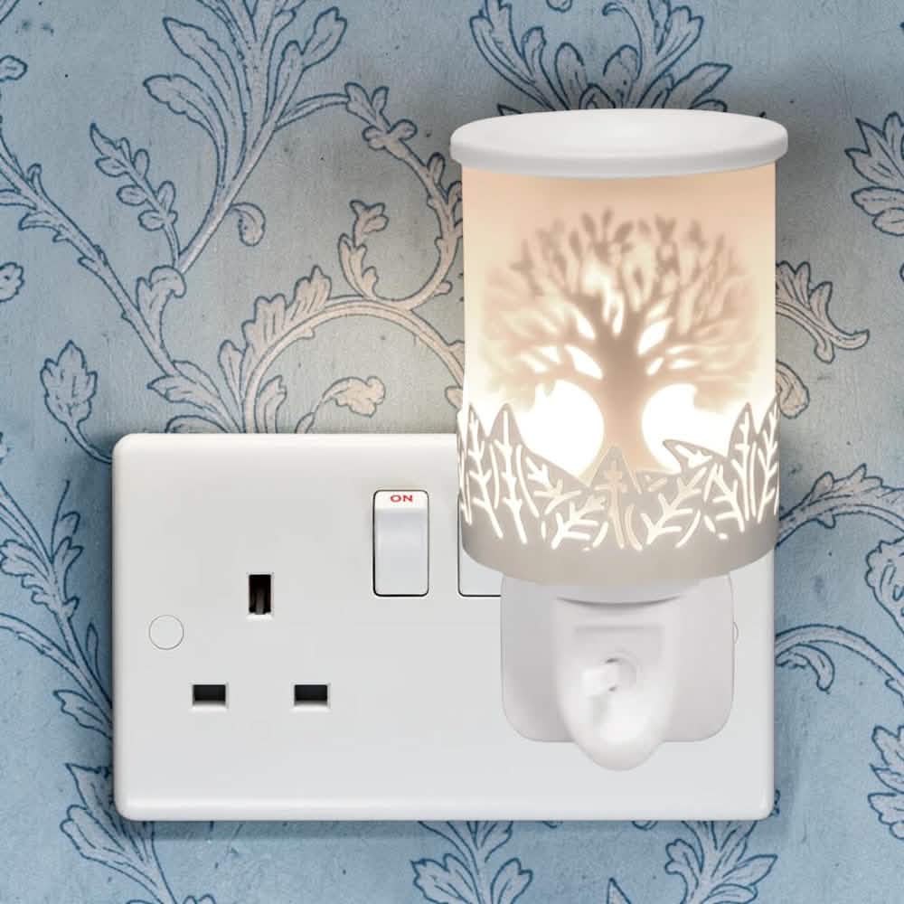 Tree Of Life Plug In Wax Melt Warmer Fragrance Diffuser - White Silhouette Shadow