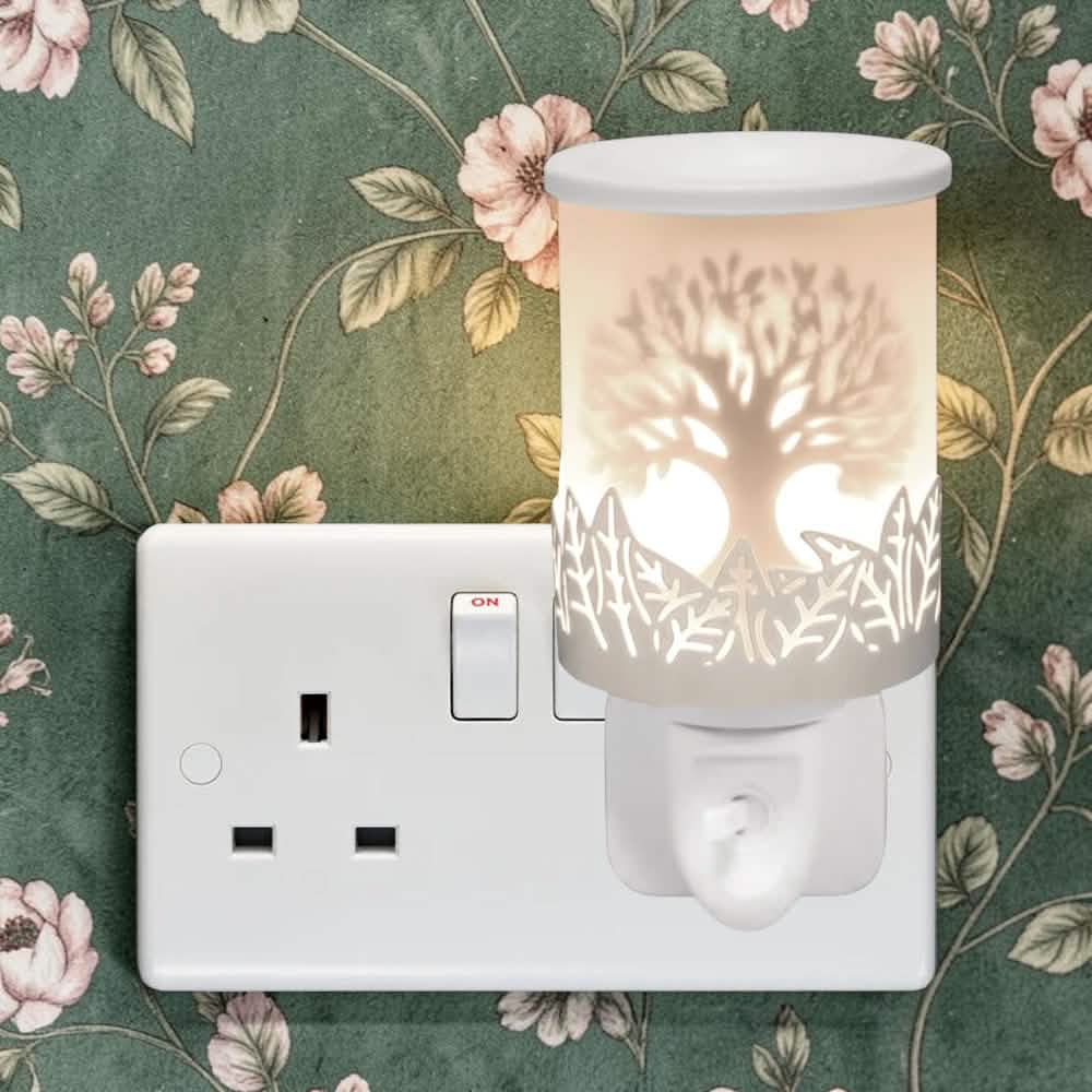 Tree Of Life Plug In Wax Melt Warmer Fragrance Diffuser - White Silhouette Shadow