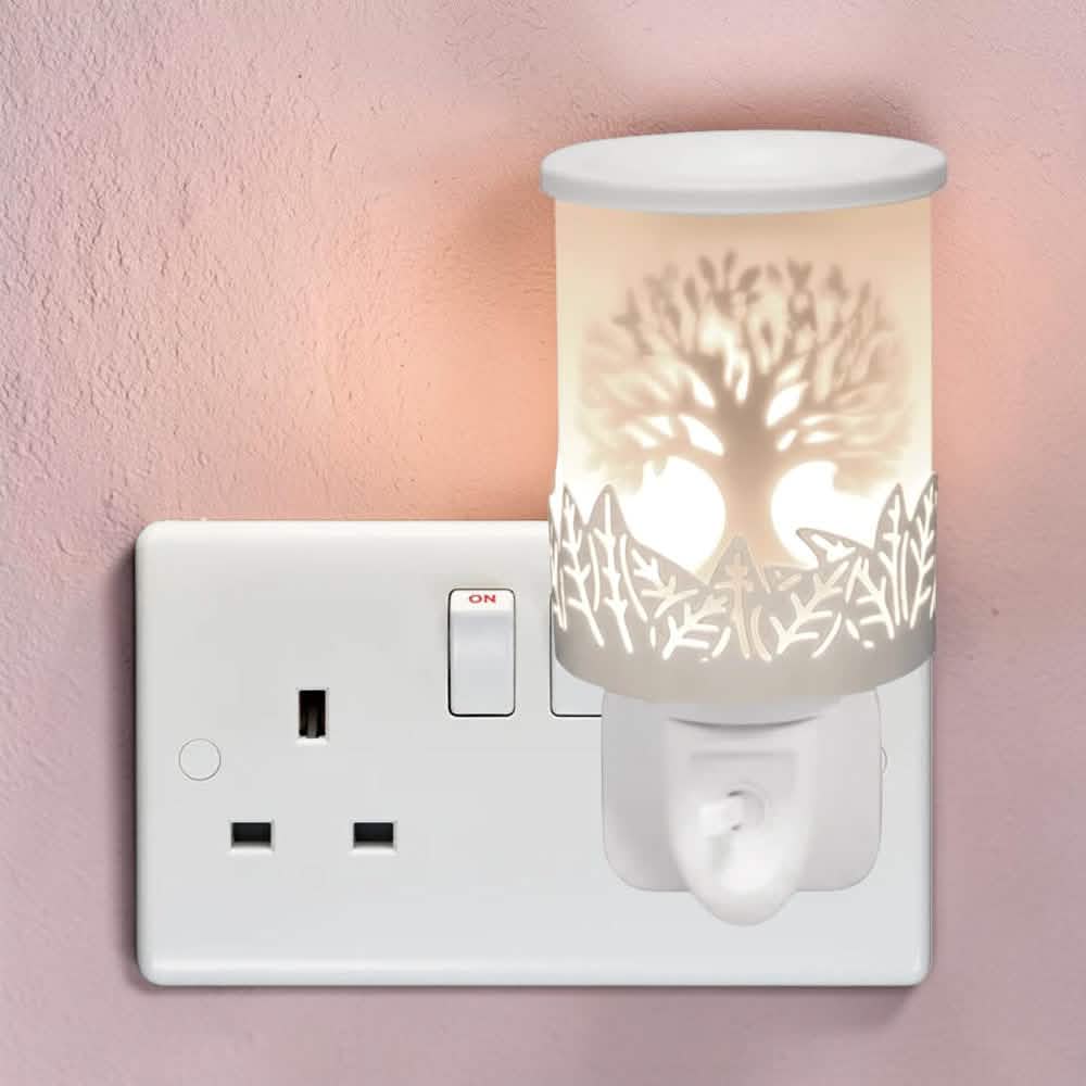 Tree Of Life Plug In Wax Melt Warmer Fragrance Diffuser - White Silhouette Shadow