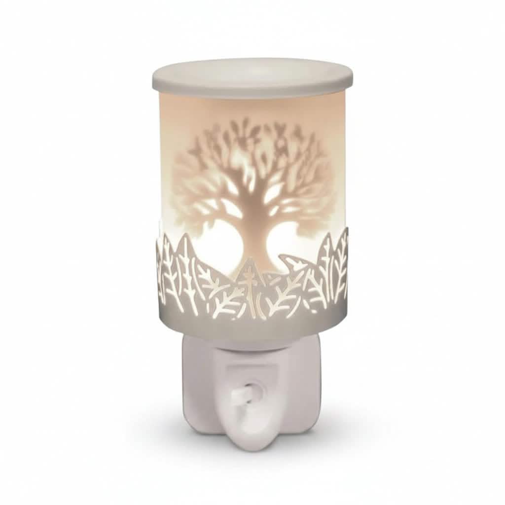 Tree Of Life Plug In Wax Melt Warmer Fragrance Diffuser - White Silhouette Shadow