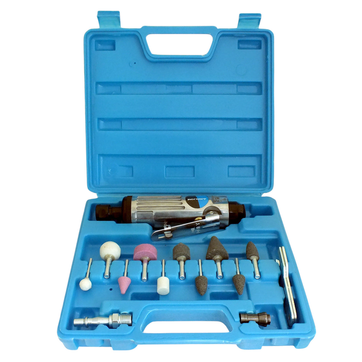 15pc 1/4" Straight Inline Air Die Grinder & Stones Set with Storage Case