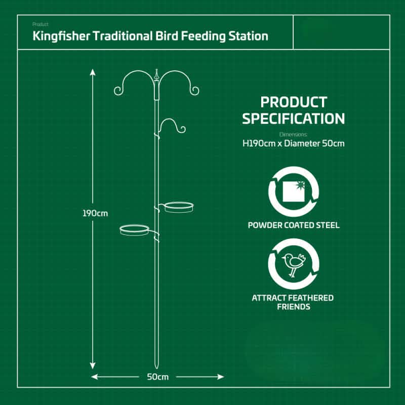Traditional Bird Feeder Feeding Station Garden Powder Coated Metal Feeder