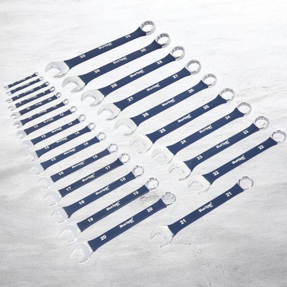 Combination Spanner Metric Set Soft Grip 6-32mm Open Ring + Roll 25pc