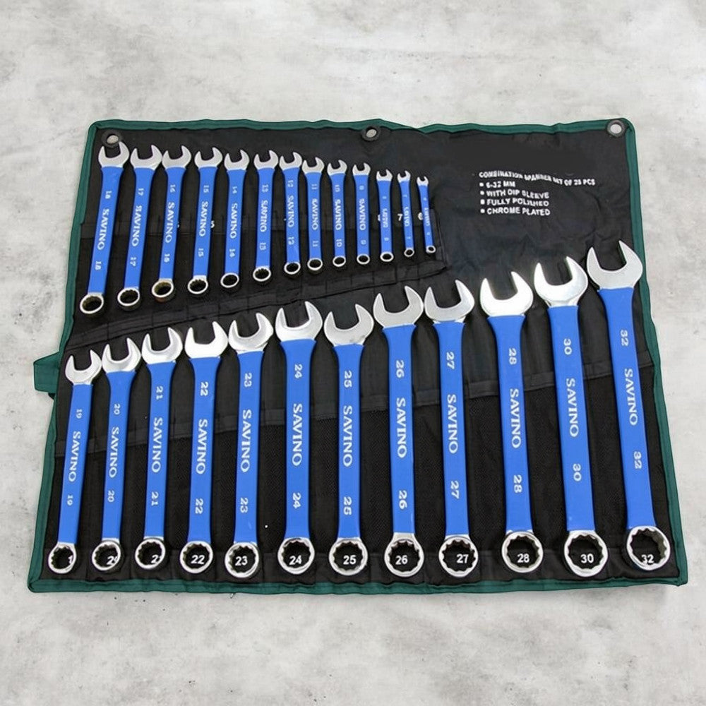 Combination Spanner Metric Set Soft Grip 6-32mm Open Ring + Roll 25pc