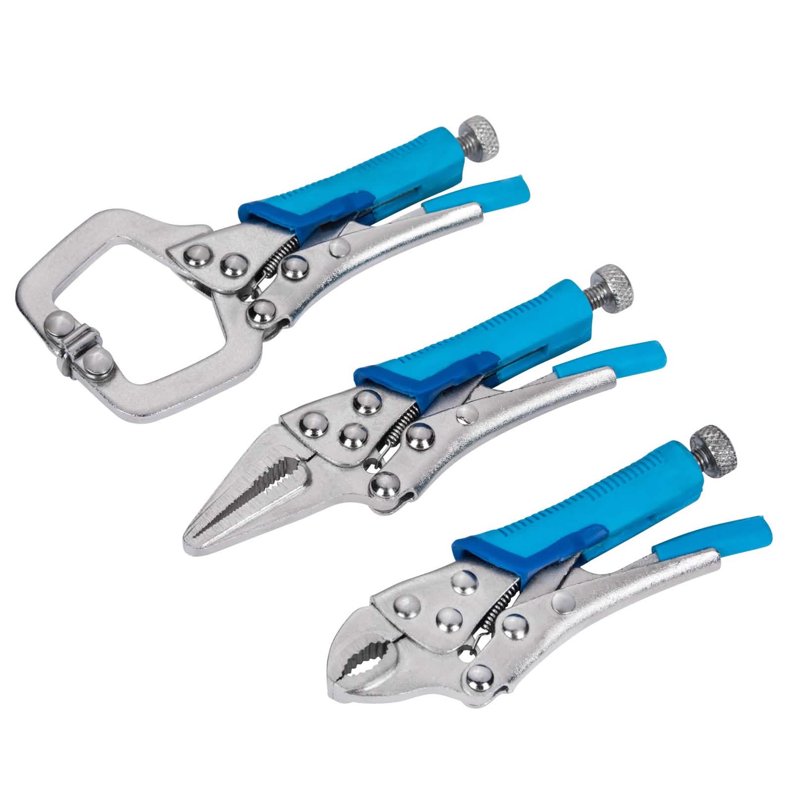 Blue Spot 3pc Mini Adjustable Locking Plier and Clamp Set | Lifetime Warranty