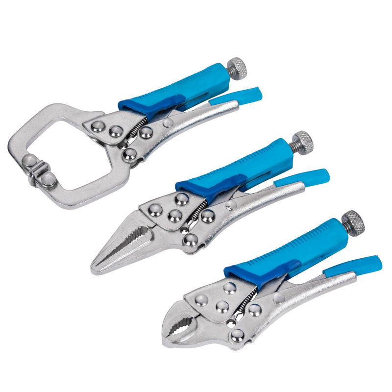 Blue Spot 3pc Mini Adjustable Locking Plier and Clamp Set | Lifetime Warranty