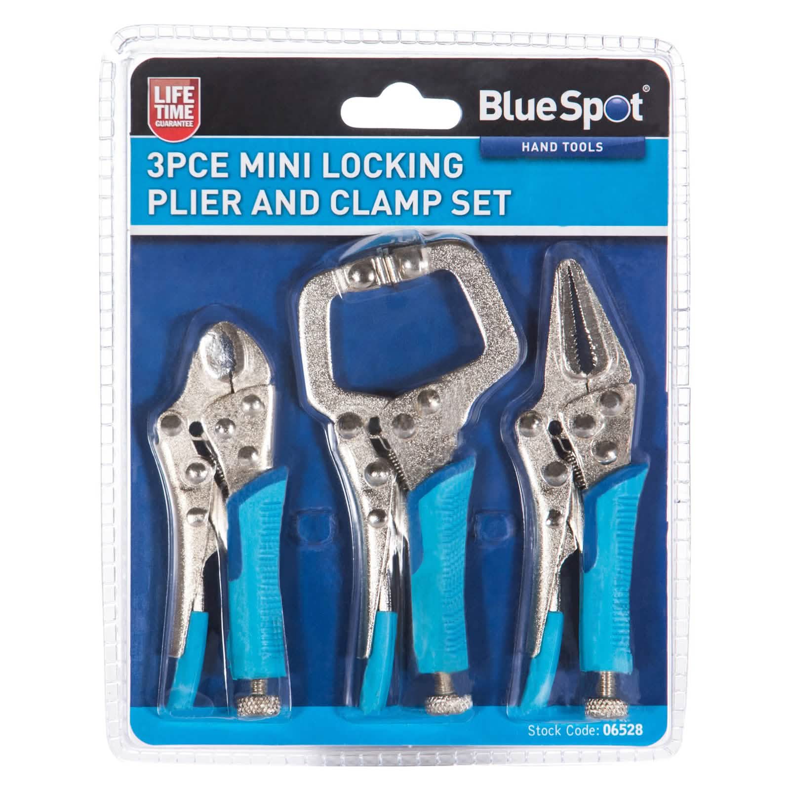 Blue Spot 3pc Mini Adjustable Locking Plier and Clamp Set | Lifetime Warranty