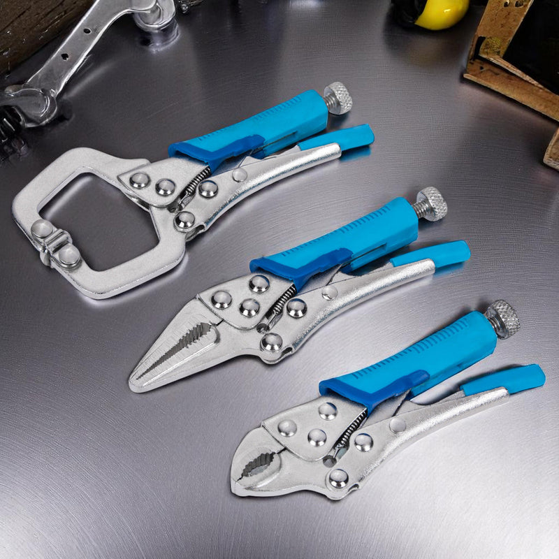 Blue Spot 3pc Mini Adjustable Locking Plier and Clamp Set | Lifetime Warranty