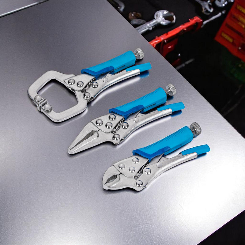 Blue Spot 3pc Mini Adjustable Locking Plier and Clamp Set | Lifetime Warranty