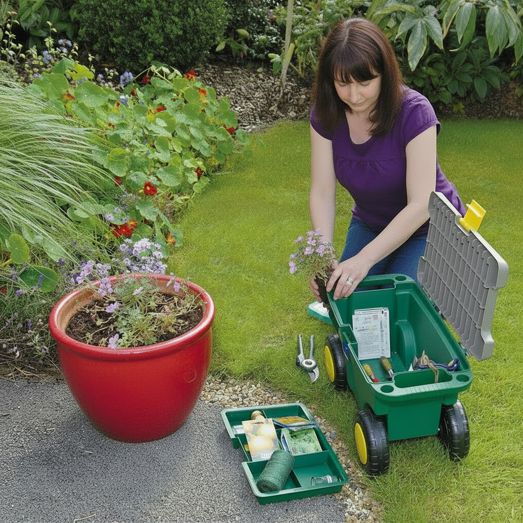 2-in-1 Gardeners Tool Storage Cart and Seat
