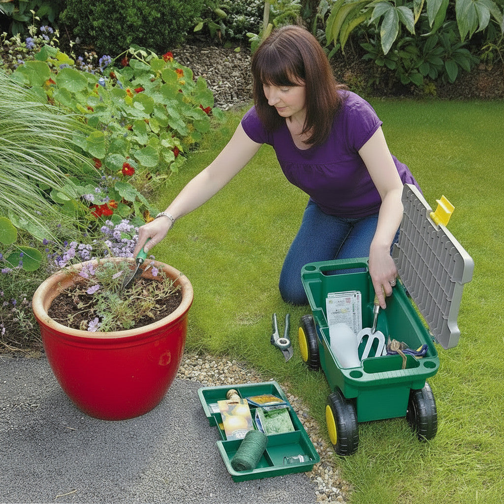 2-in-1 Gardeners Tool Storage Cart and Seat