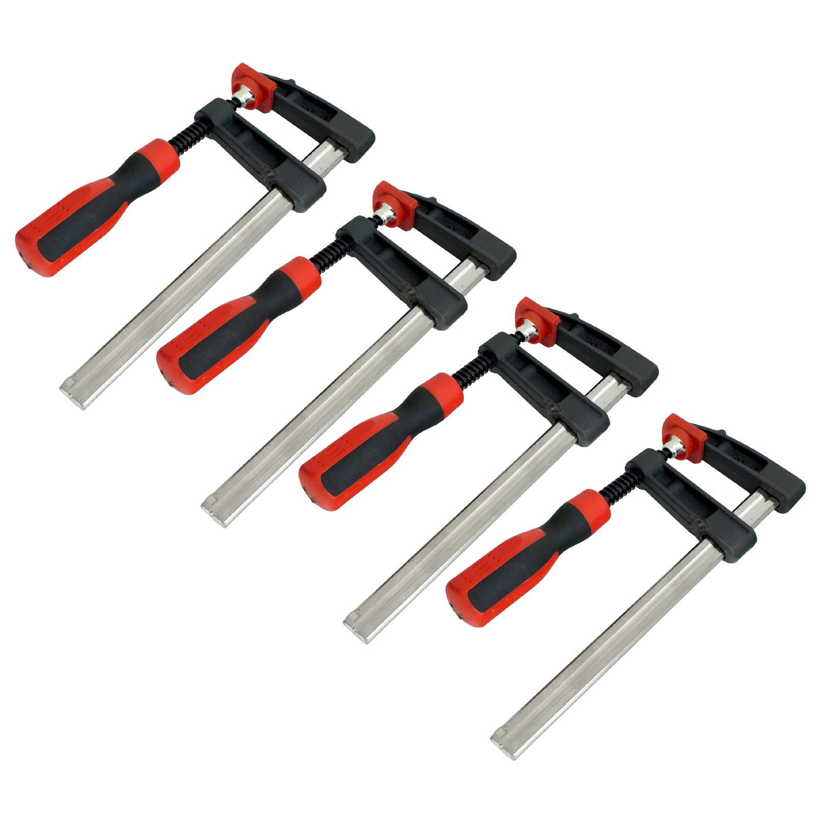 Pack of 4 Heavy Duty F Bar Clamps (6") 150mm x 50mm Quick Slide plus Pack of 4 Mini Ratchet Speed Clamps (4") 100mm